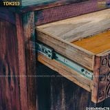 Tủ gỗ reclaimed điêu khắc