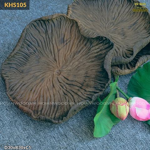 Khay gỗ hình lá sen