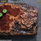 Bàn trà bệt gỗ nu nghiến điêu khắc