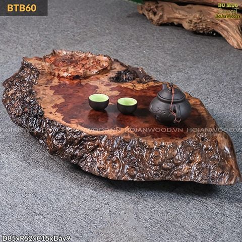 Bàn trà bệt gỗ nu nghiến điêu khắc