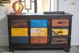 Tủ gỗ reclaimed sắc màu