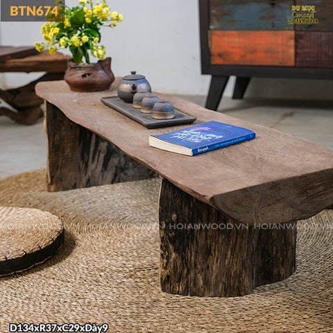 Bàn trà bệt gỗ lũa dáng dài