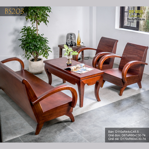 Bộ bàn sofa thùng với băng ghế dài