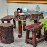 Bàn tròn chạm thủ công hoa văn Cá