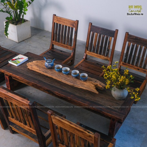 Bộ bàn trà làm từ gỗ lũa, gỗ tàu thuyền