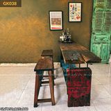 Kệ Console/quầy bar 2 tầng gỗ tàu thuyền
