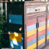 Tủ gỗ reclaimed sắc màu