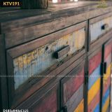Tủ gỗ reclaimed sắc màu