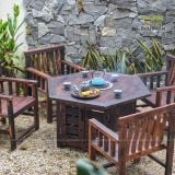 Bàn lũa Lục Giác kèm bếp lò gang