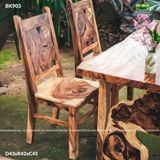 Bàn ăn gỗ me tây khung chân gỗ lũa