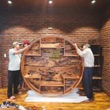 Kệ tủ trưng bày dáng tròn