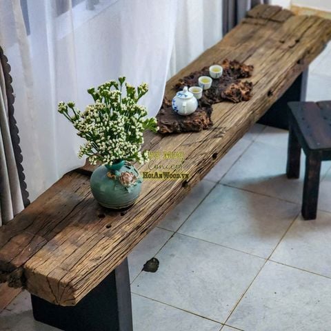 Kệ console thấp gỗ lũa