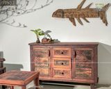 Tủ gỗ decor điêu khắc