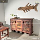 Tủ gỗ decor điêu khắc