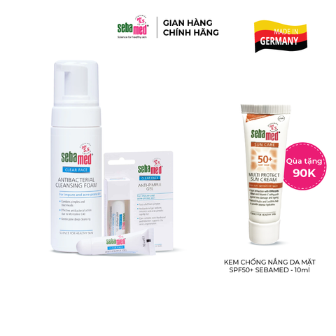 Bộ sản phẩm Sữa Rửa Mặt Tạo Bọt Giúp Kháng Khuẩn, Giảm Mụn &   Gel Giúp Làm Giảm Và Ngăn Ngừa Mụn Sebamed pH5.5