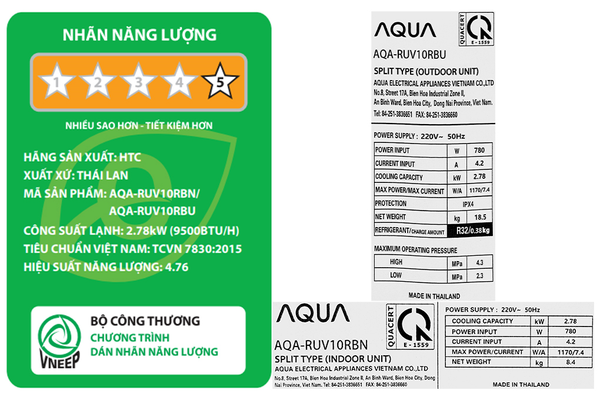 Máy lạnh Aqua Inverter 1 HP AQA-RUV10RB