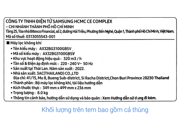 Máy lọc không khí Samsung AX32BG3100GBSV