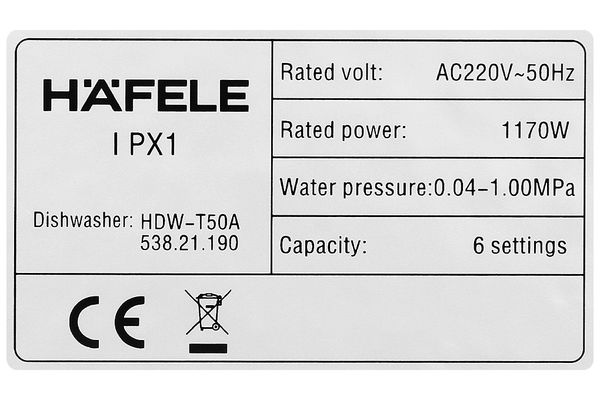 Máy rửa chén Hafele HDW-T50A 538.21.190