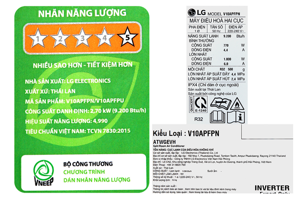 Máy lạnh LG Inverter 1 HP V10APFP