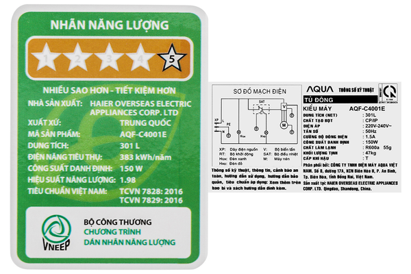 Tủ đông Aqua Inverter 301 lít AQF-C4001E