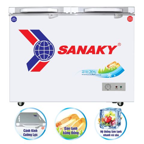 Tủ đông mặt kính cường lực Sanaky 220 Lít VH-2899W2K (VH-2899W2KD)