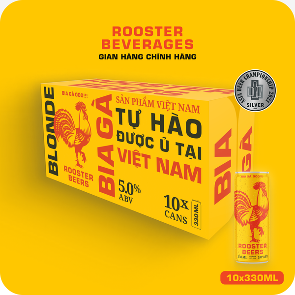  Rooster Beers Blonde - Thùng 10 Lon Cao Sleek (330ml) 