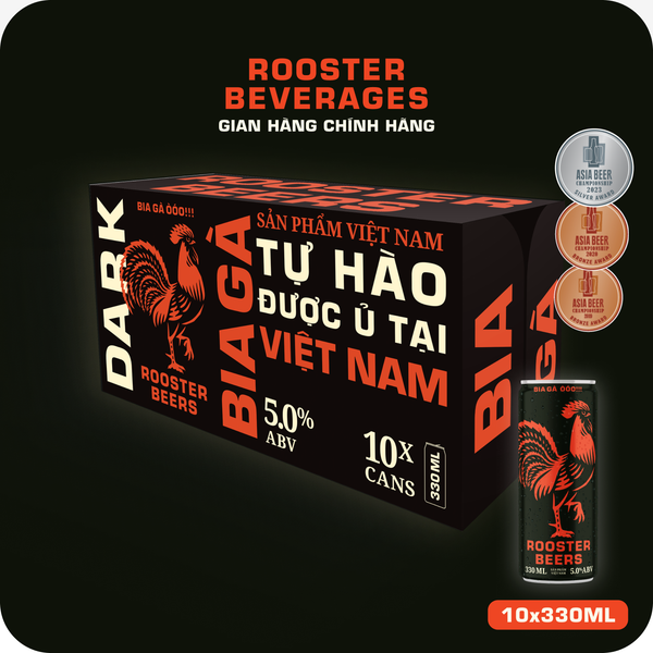  Rooster Beers Dark - Thùng 10 Lon Cao Sleek (330ml) 