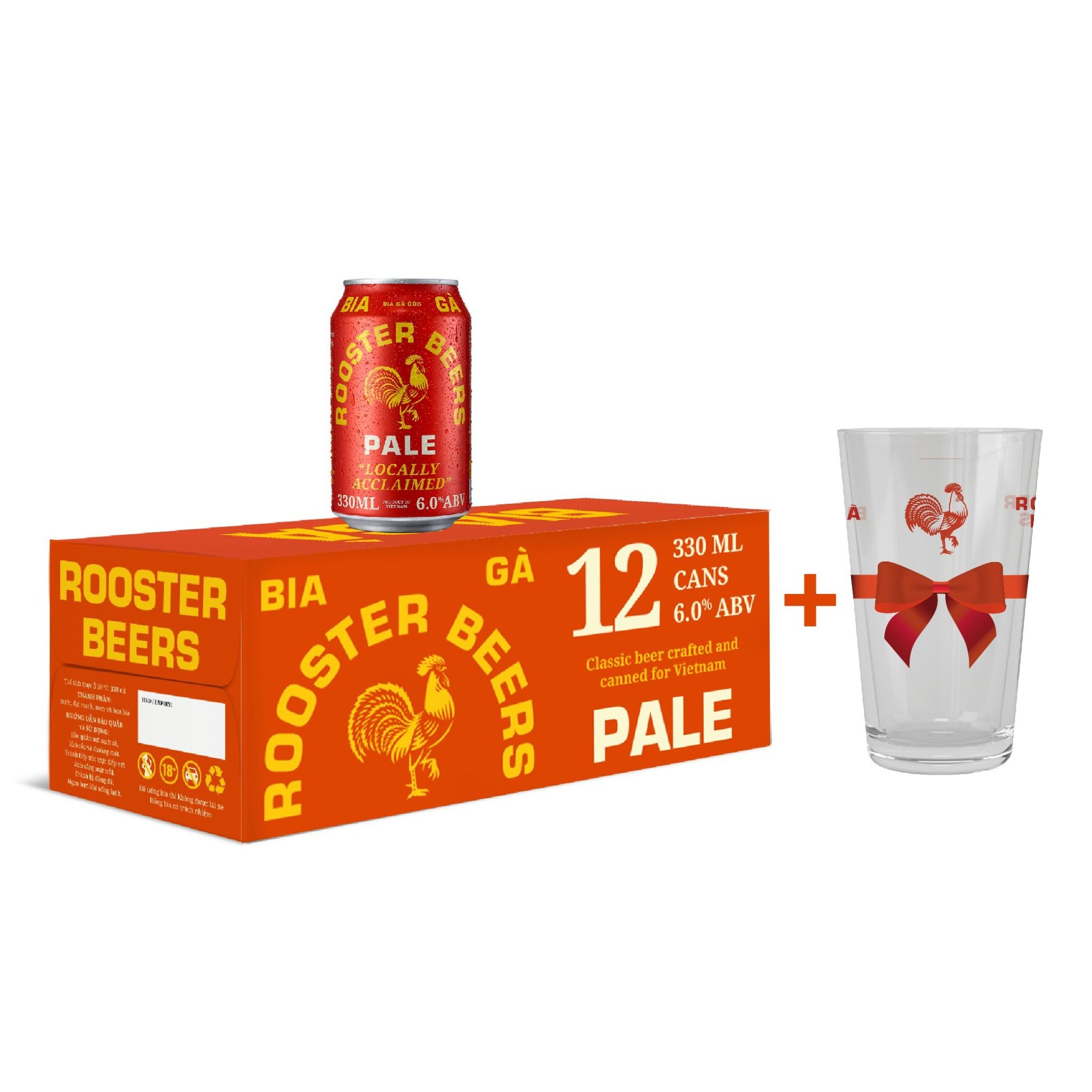  [TẶNG 1 LY] Rooster Beers Pale - Thùng 12 Lon (330ml) 