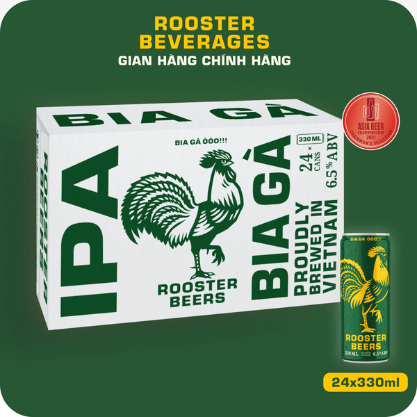 [Tặng 1 áo mưa] Rooster Beers IPA - Thùng 24 Lon Cao - Sleek Can (330ml) 