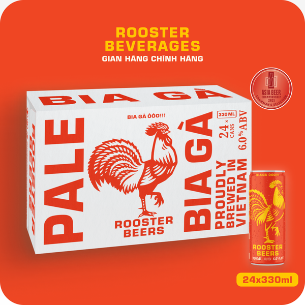  [Tặng 1 áo mưa] Rooster Beers Pale - Thùng 24 Lon Cao - Sleek Can (330ml) 