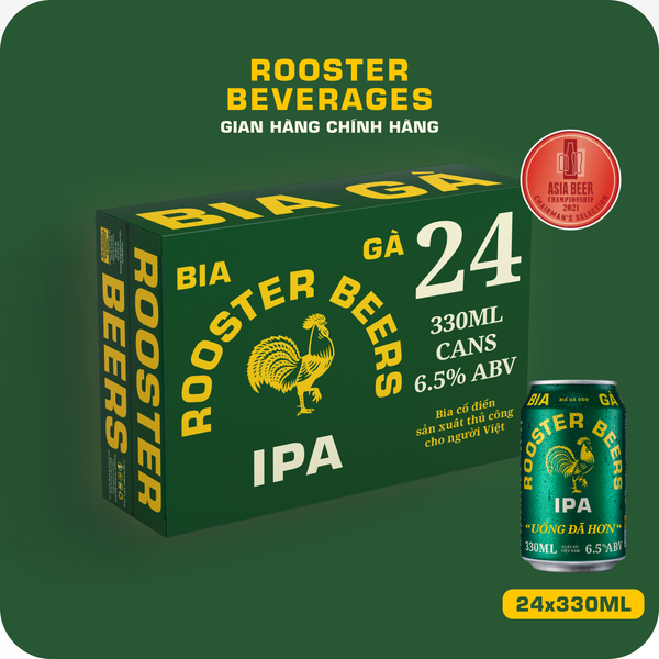  [Tặng 1 áo mưa] Rooster Beers IPA - Thùng 24 Lon (330ml) 