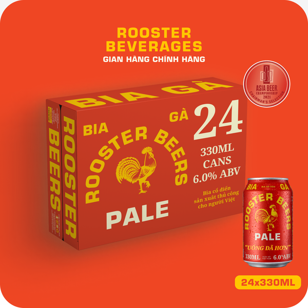  [Tặng 1 áo mưa] Rooster Beers Pale - Thùng 24 Lon (330ml) 
