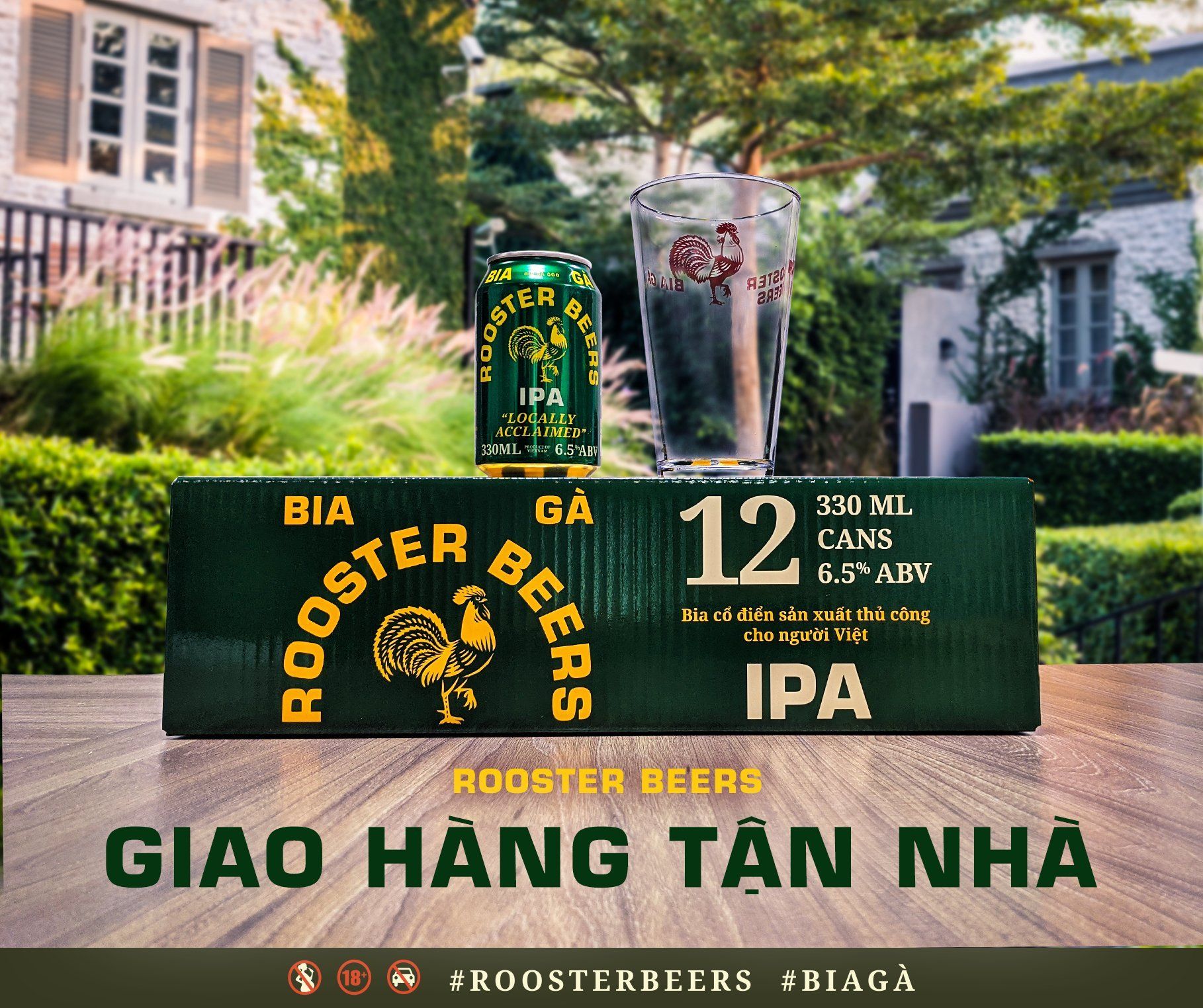  [TẶNG 1 LY] Rooster Beers IPA - Thùng 12 Lon (330ml) 