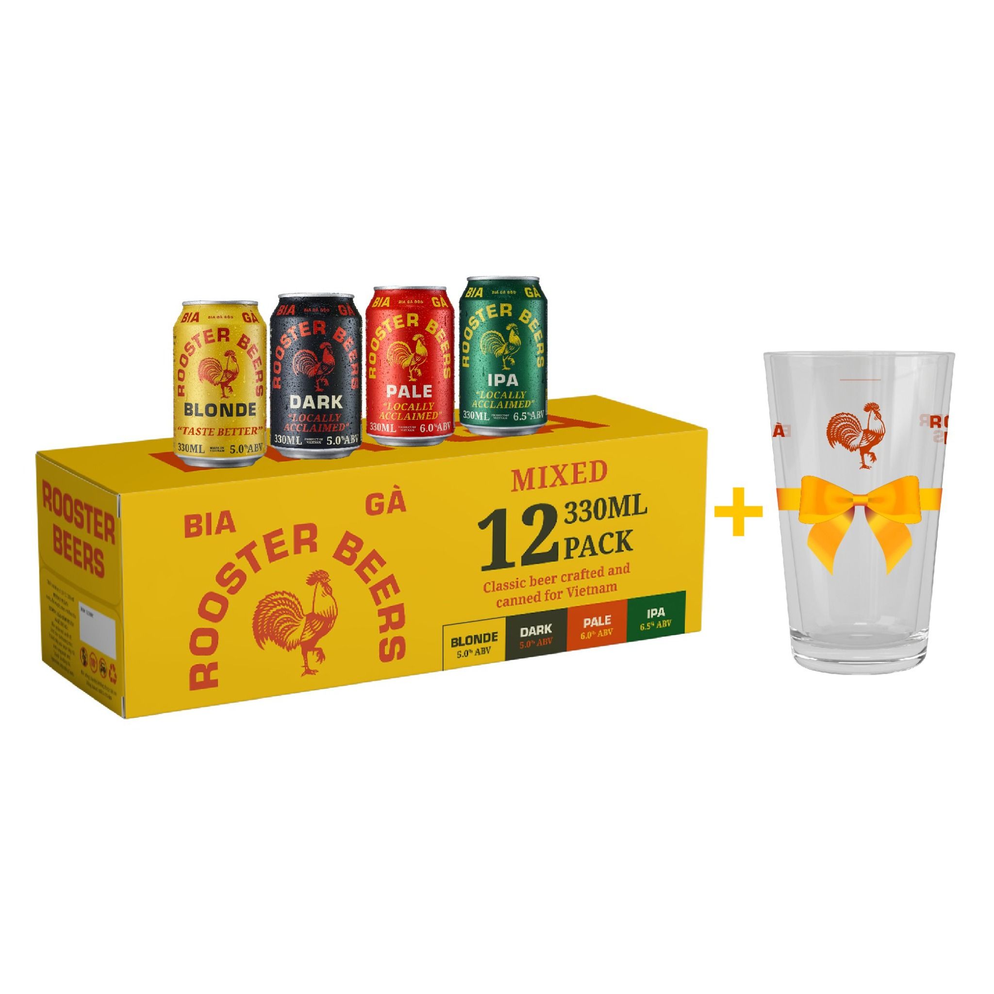  [TẶNG 1 Ly Thủy Tinh] Rooster Beers Thùng 12 Lon MIX 