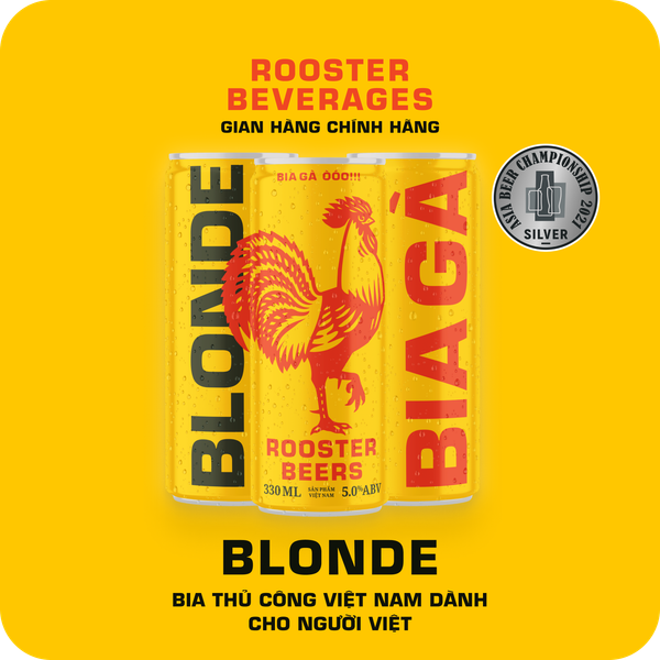  [Tặng 1 áo mưa] Rooster Beers Blonde - Thùng 24 Lon Cao Sleek (330ml) 