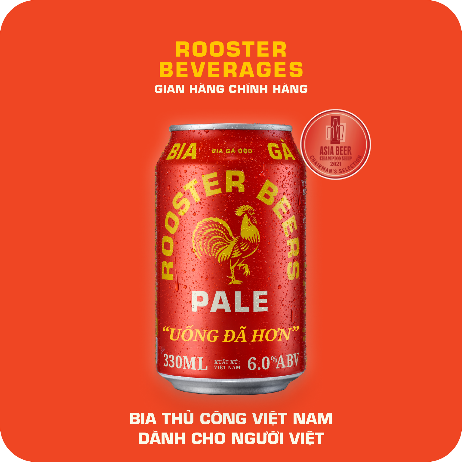  [TẶNG 4 LON SODA] Rooster Beers Pale - Thùng 12 Lon (330ml) 