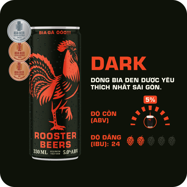  Rooster Beers Dark - Thùng 10 Lon Cao Sleek (330ml) 