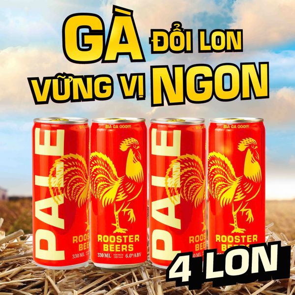  [TẶNG 2 LON DARK] Rooster Beers set 4 Lon Pale và IPA Mix (330ml) 