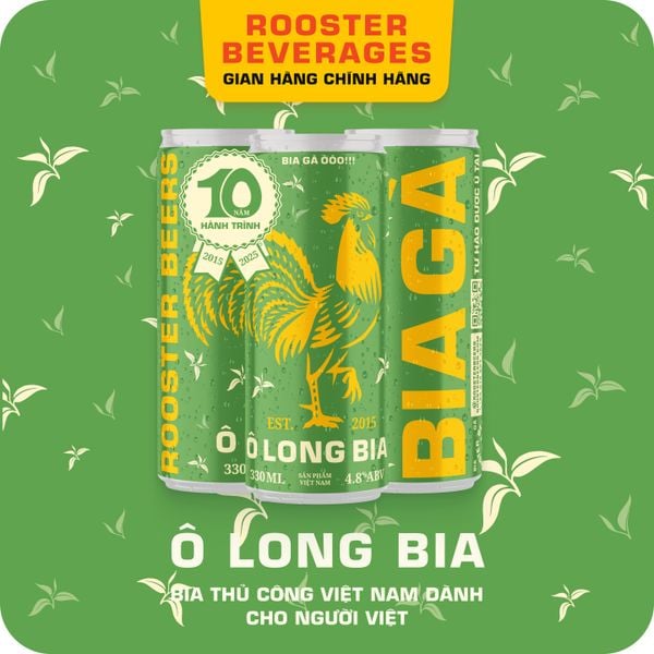  Rooster Beers Ô Long Bia lốc 4 Lon - 4 Cans 