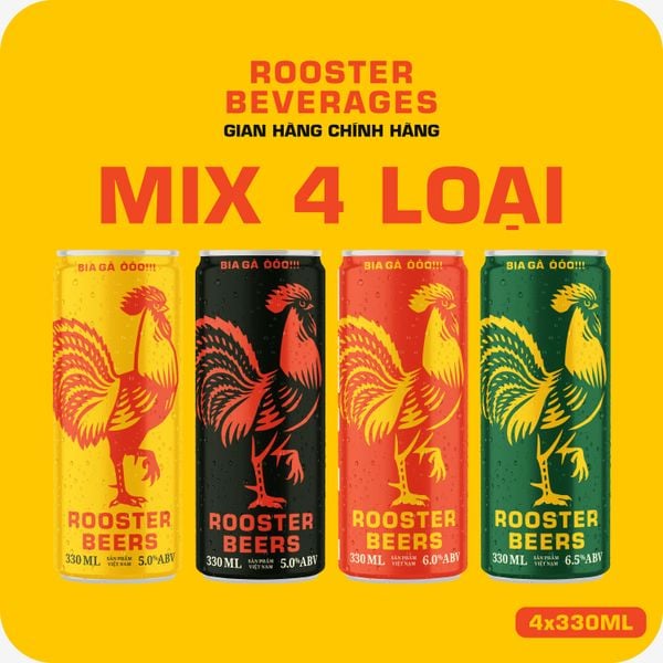  Rooster Beers Sleek can Mix 4 Loại - Lốc 4 Lon Sleek (330ml) 