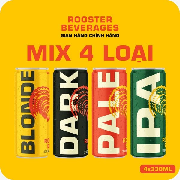  Rooster Beers Sleek can Mix 4 Loại - Lốc 4 Lon Sleek (330ml) 