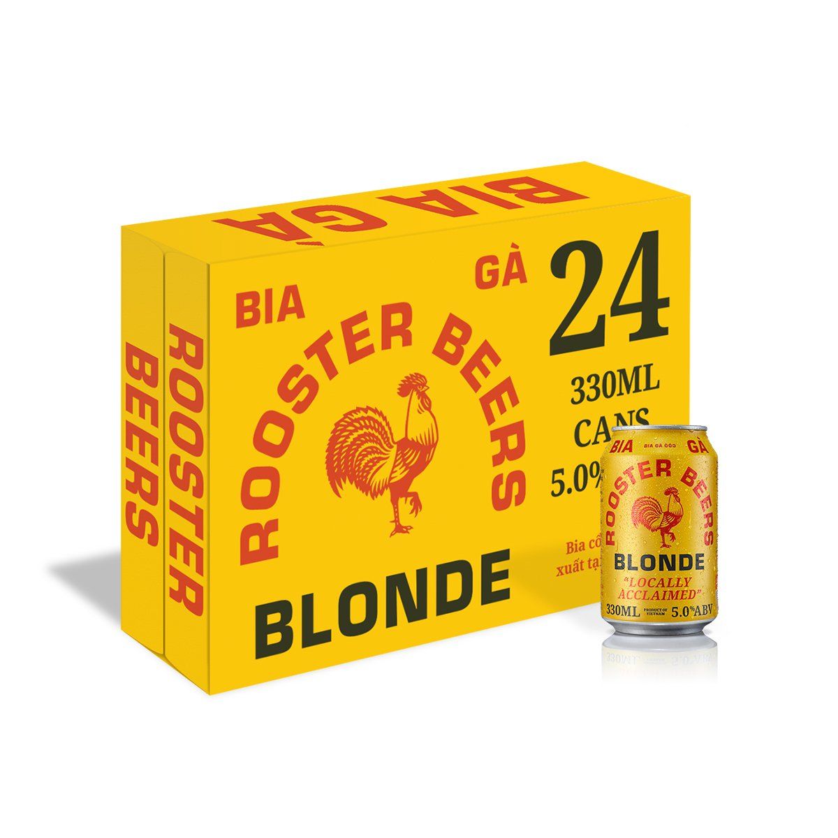  [TẶNG 2 LY] Rooster Beers Blonde - Thùng 24 Lon (330ml) 