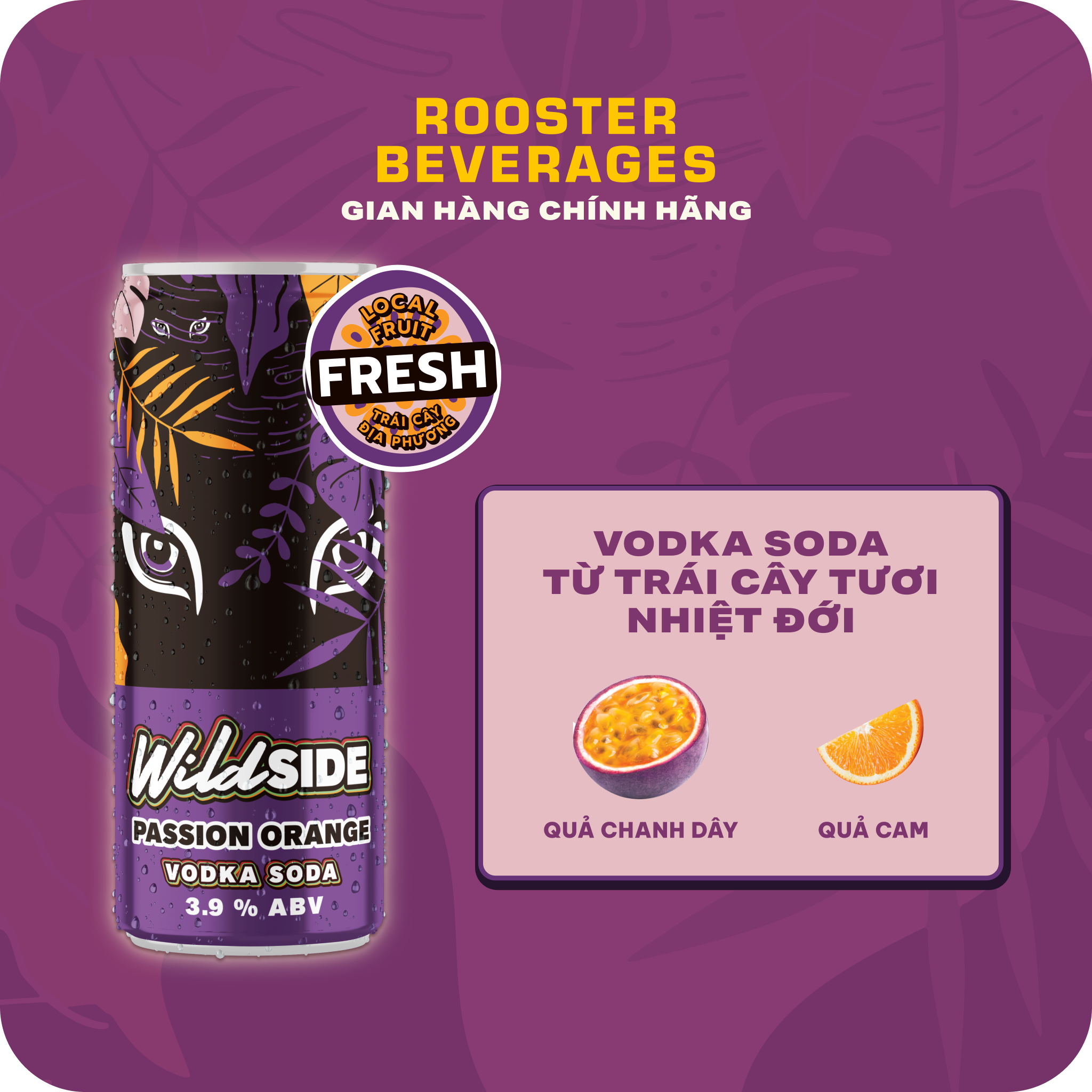  [TẶNG 6 LON WS] WildSide Vodka Soda Vị Chanh Dây Cam - Thùng 24 Lon (330ml) 