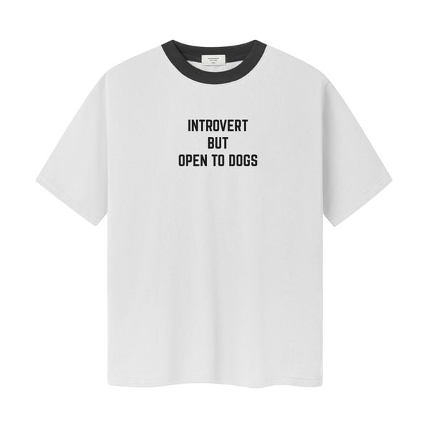  Introvert But Open To Dogs T-shirt - White 