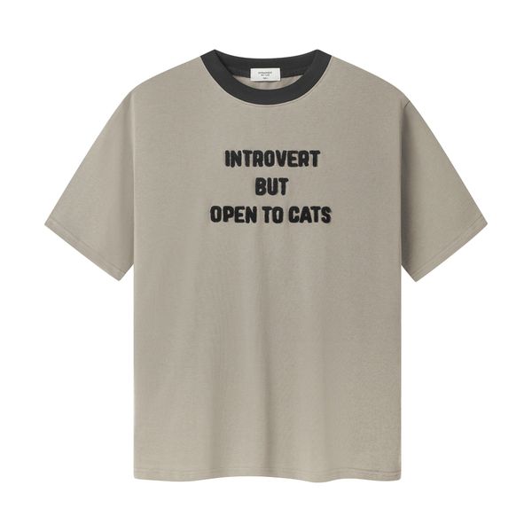  Introvert But Open To Cats T-shirt - Grey 