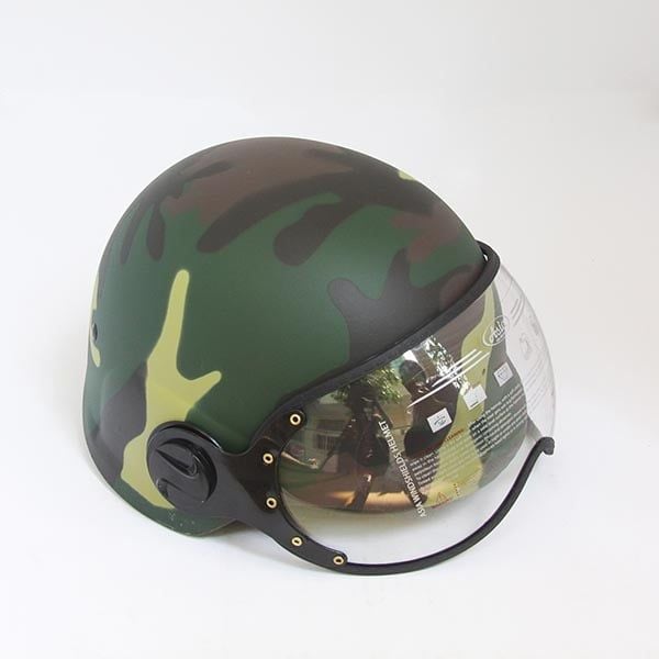 Mũ bảo hiểm Kiểu  quân đội in loang (có kính)