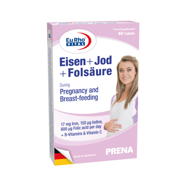  Thực phẩm bảo vệ sức khỏe: EuRho® Vital Eisen + Jod + Folsäure - Bổ sung sắt, giúp thai nhi phát triển khỏe mạnh, cải thiện cấu trúc bộ não 