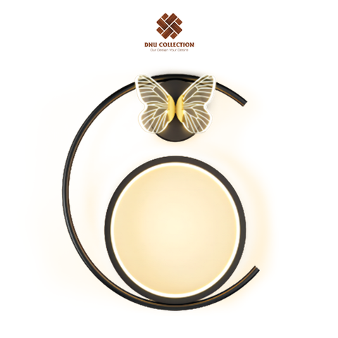 Đèn treo tường Butterfly hình ánh trăng màu vàng đen, hiện đại sang trọng, ánh sáng 3 màu