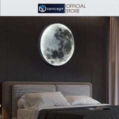 Đèn ốp tường Dnu Moon hình mặt trăng khung kim loại acryli, hiện đại sang trọng, ánh sáng 3 màu