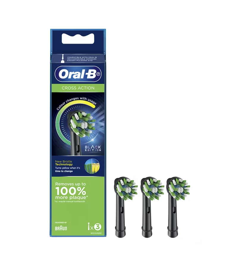  Đầu bàn chải điện Oral-B Cross Action - Pack 3 đầu Đen/ Trắng 